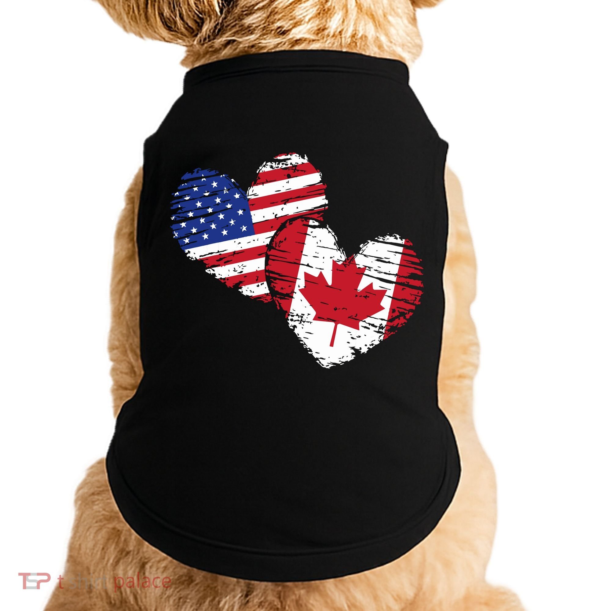 American Canadian Flag Heart Valentines Day Gift Canada Doggie Tank