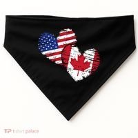 American Canadian Flag Heart Valentines Day Gift Canada USA-Made Doggie Bandana thumb 0