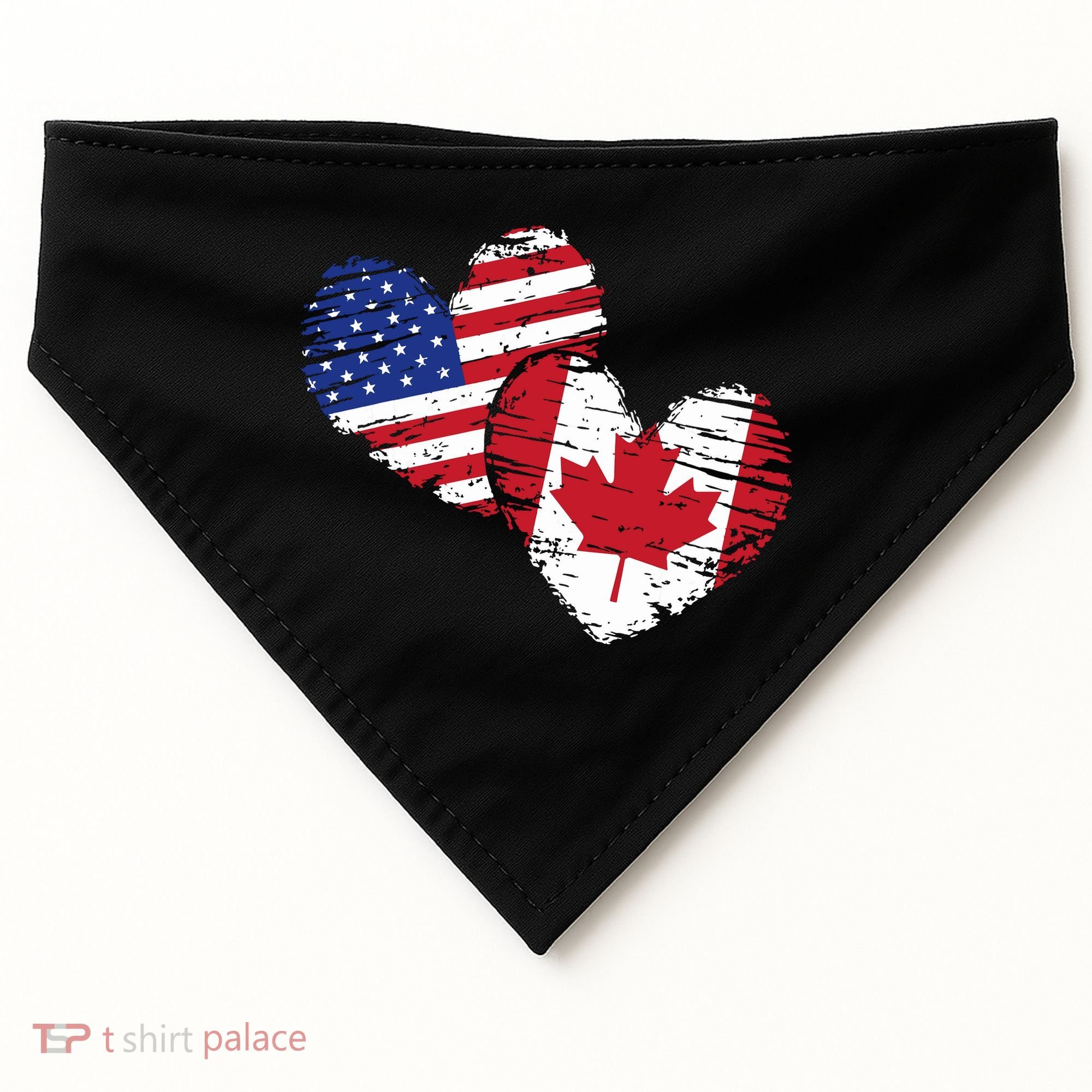 American Canadian Flag Heart Valentines Day Gift Canada USA-Made Doggie Bandana