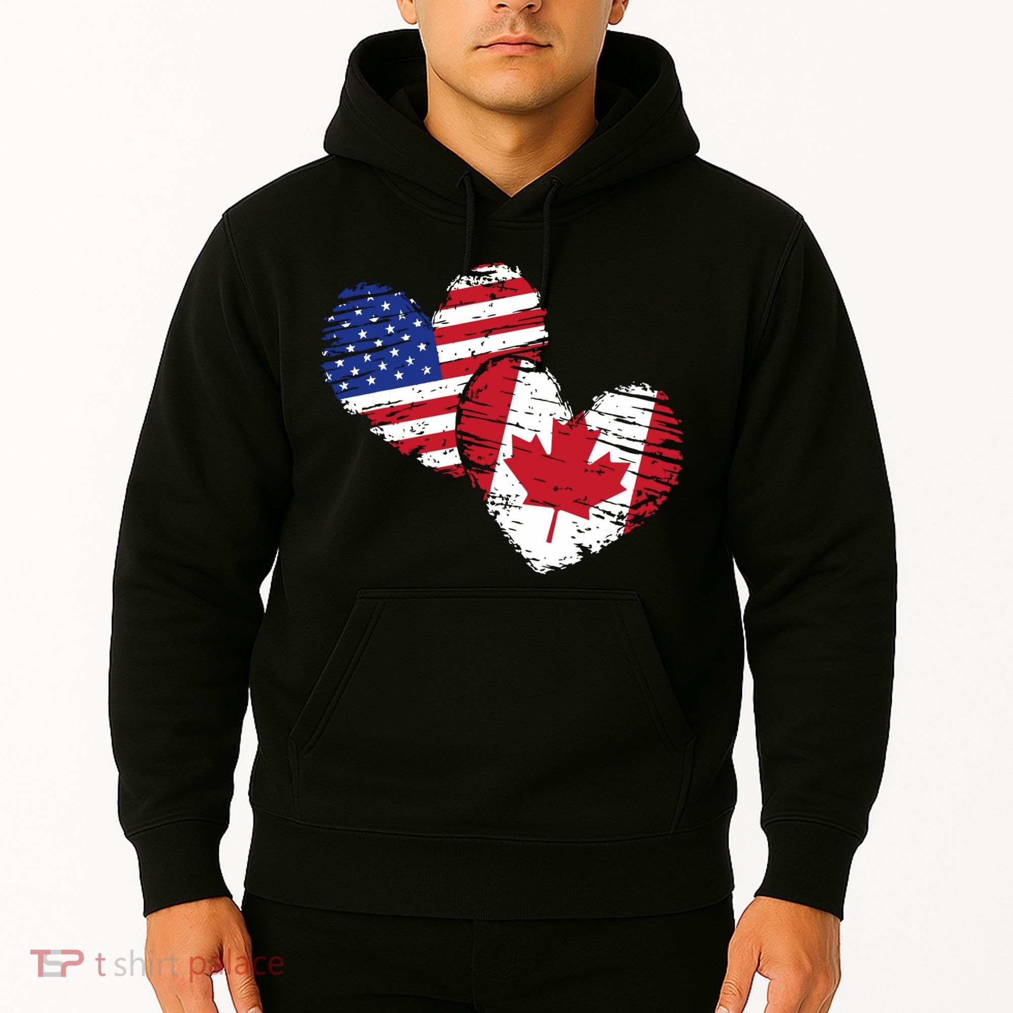 American Canadian Flag Heart Valentines Day Gift Canada Hoodie