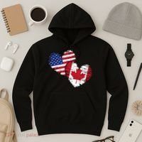 American Canadian Flag Heart Valentines Day Gift Canada Hoodie thumb 3