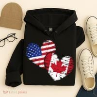 American Canadian Flag Heart Valentines Day Gift Canada Hoodie thumb 4