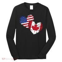 American Canadian Flag Heart Valentines Day Gift Canada Long Sleeve Shirt thumb 0