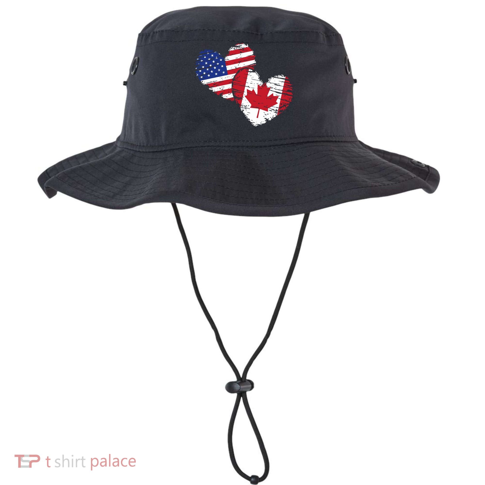 American Canadian Flag Heart Valentines Day Gift Canada Bucket Hat