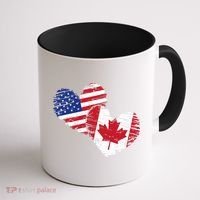 American Canadian Flag Heart Valentines Day Gift Canada Coffee Mug thumb 1