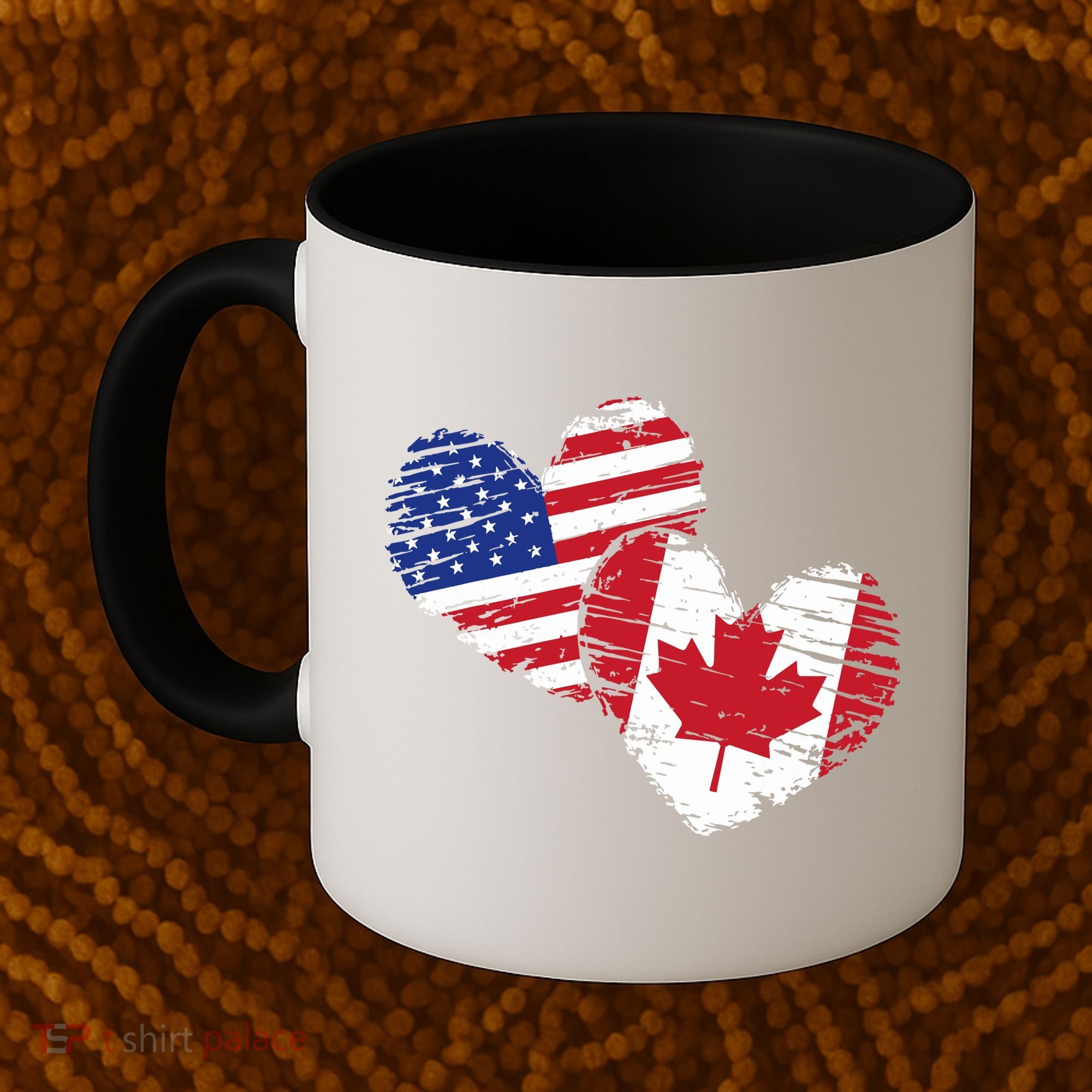 American Canadian Flag Heart Valentines Day Gift Canada Coffee Mug