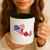 American Canadian Flag Heart Valentines Day Gift Canada Coffee Mug thumb 3