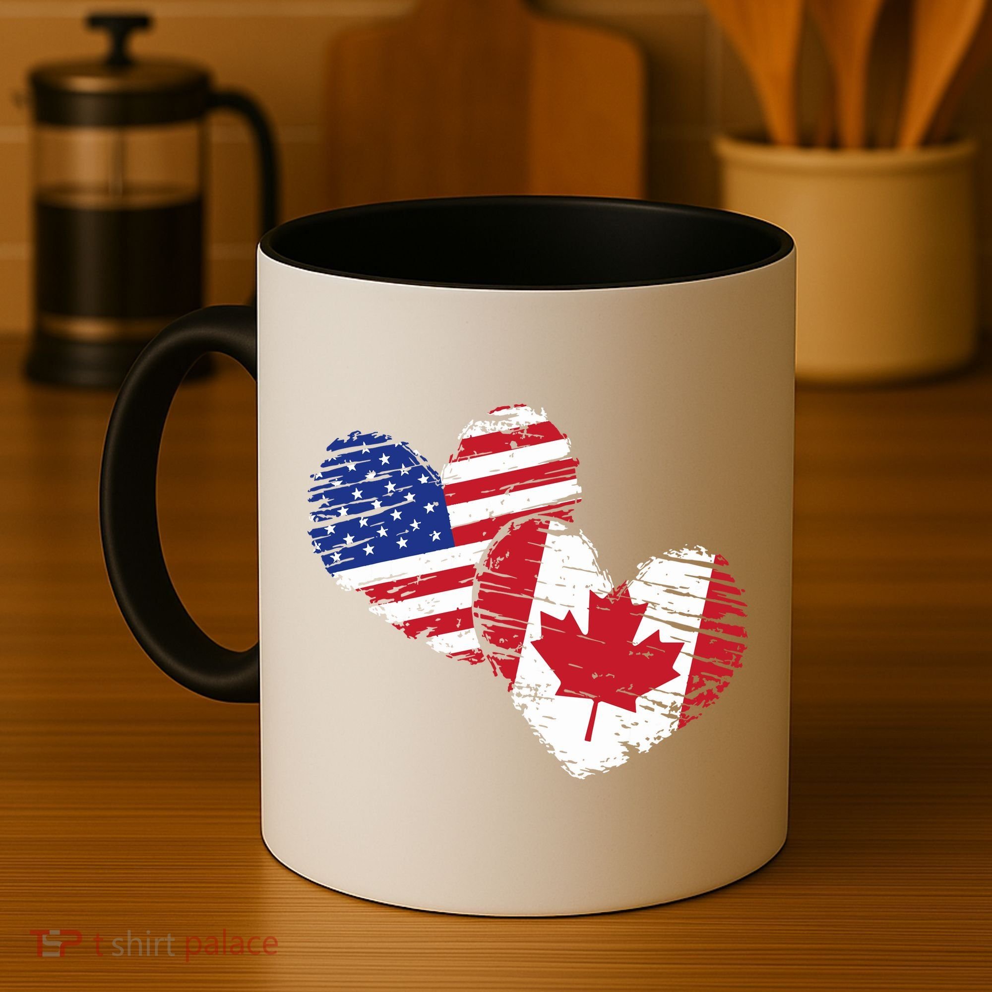 American Canadian Flag Heart Valentines Day Gift Canada Coffee Mug