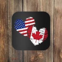 American Canadian Flag Heart Valentines Day Gift Canada Coaster thumb 0