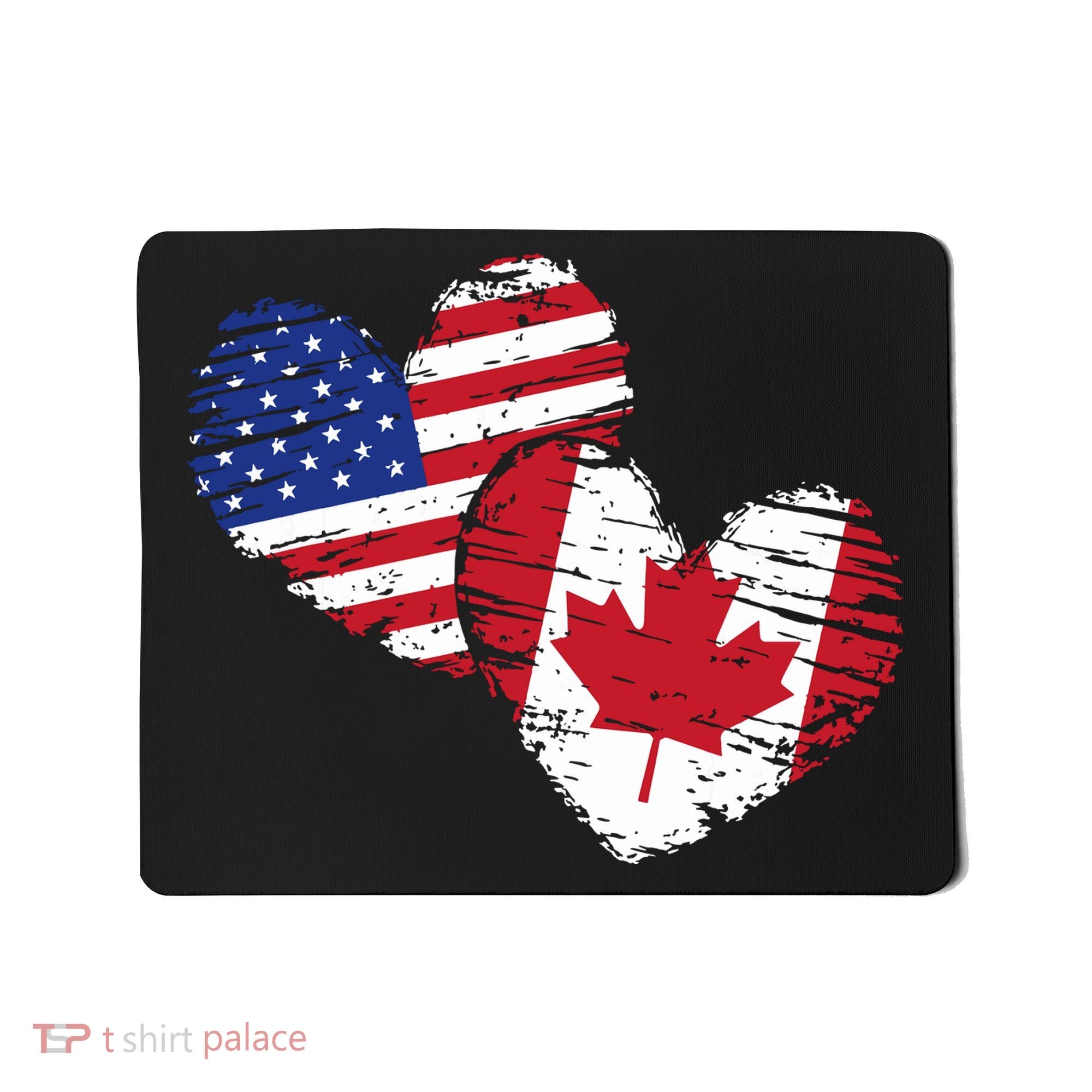 American Canadian Flag Heart Valentines Day Gift Canada Mousepad
