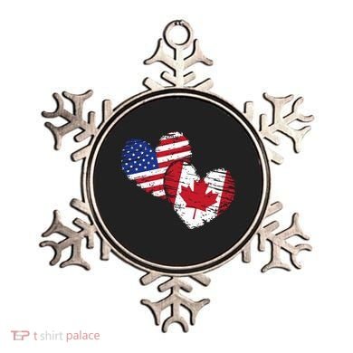 American Canadian Flag Heart Valentines Day Gift Canada Ornament