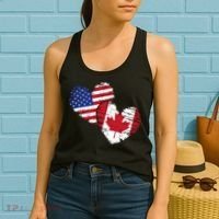 American Canadian Flag Heart Valentines Day Gift Canada Women's Tank Top thumb 2