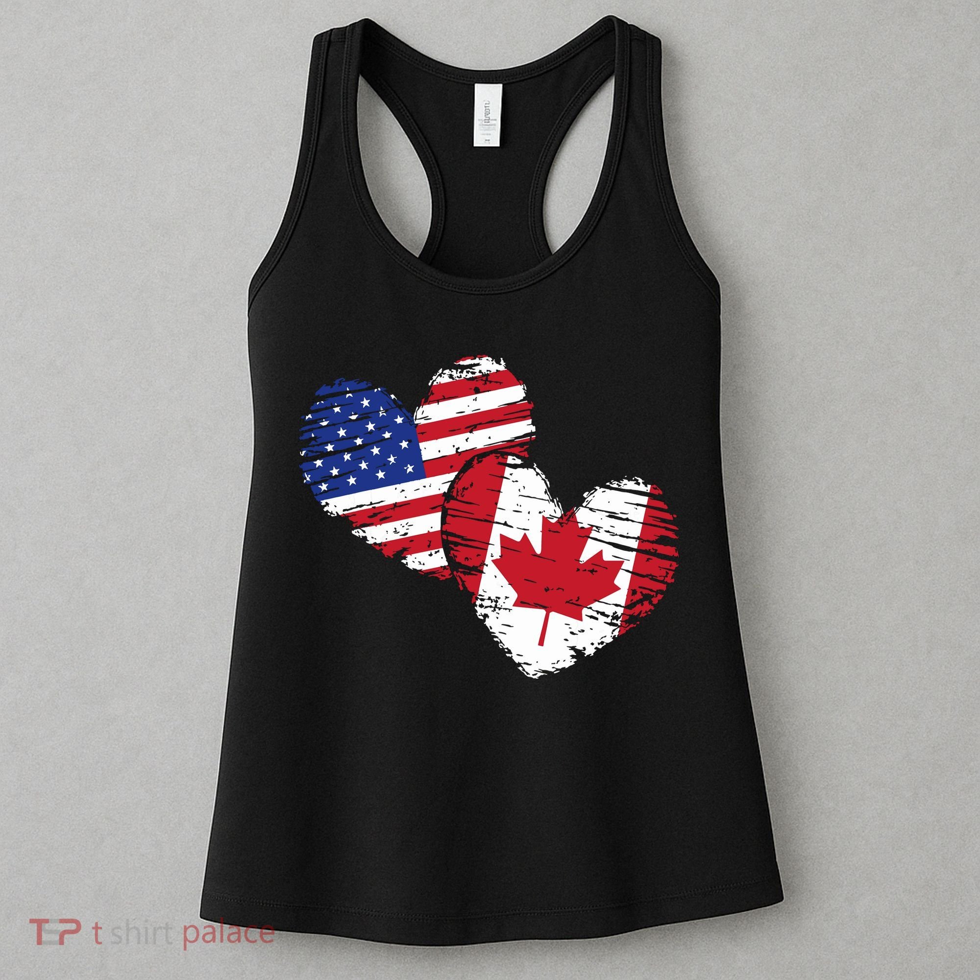 American Canadian Flag Heart Valentines Day Gift Canada Women's Tank Top