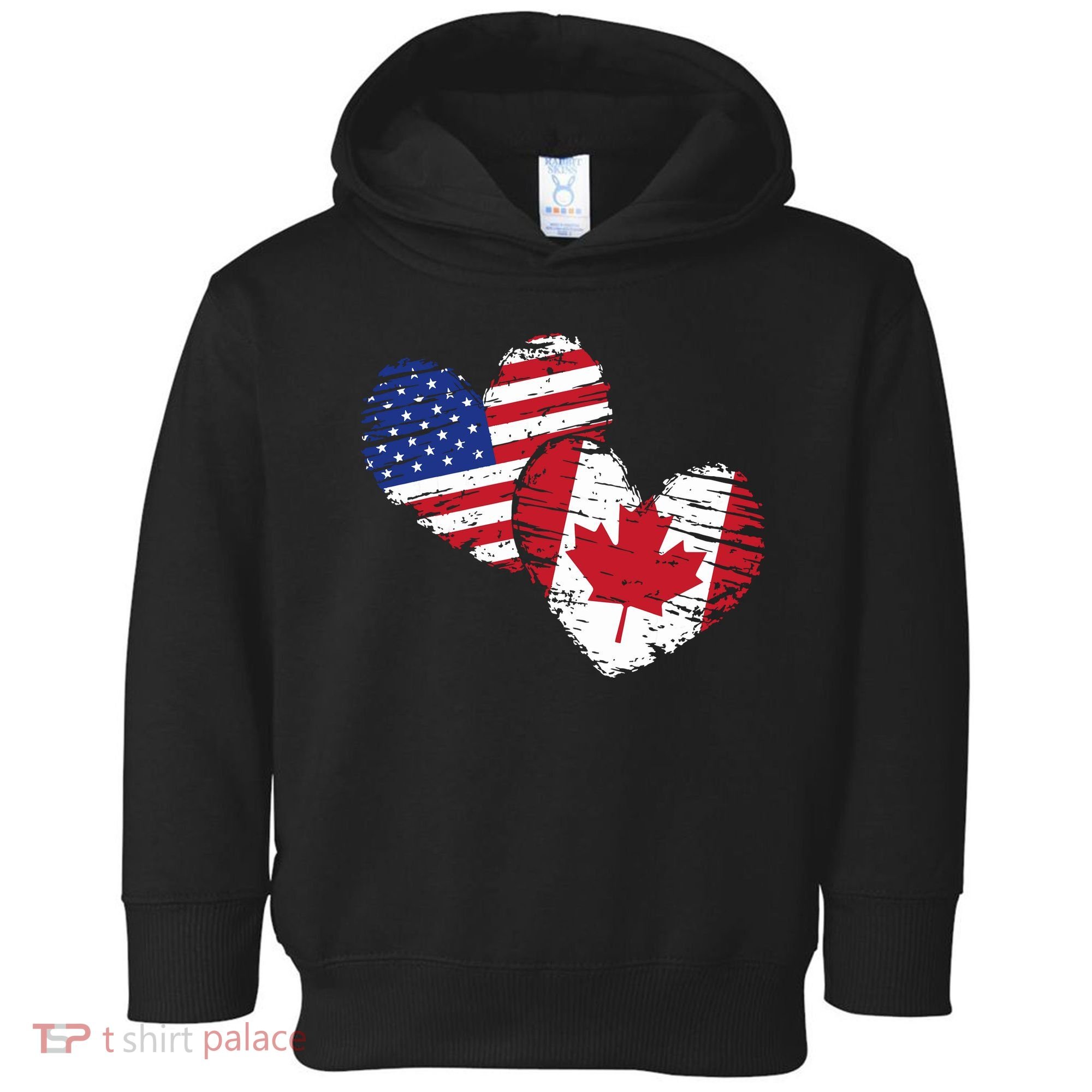 American Canadian Flag Heart Valentines Day Gift Canada Toddler Hoodie