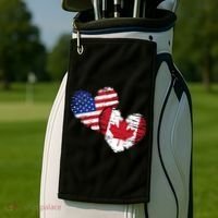 American Canadian Flag Heart Valentines Day Gift Canada Golf Towel thumb 2
