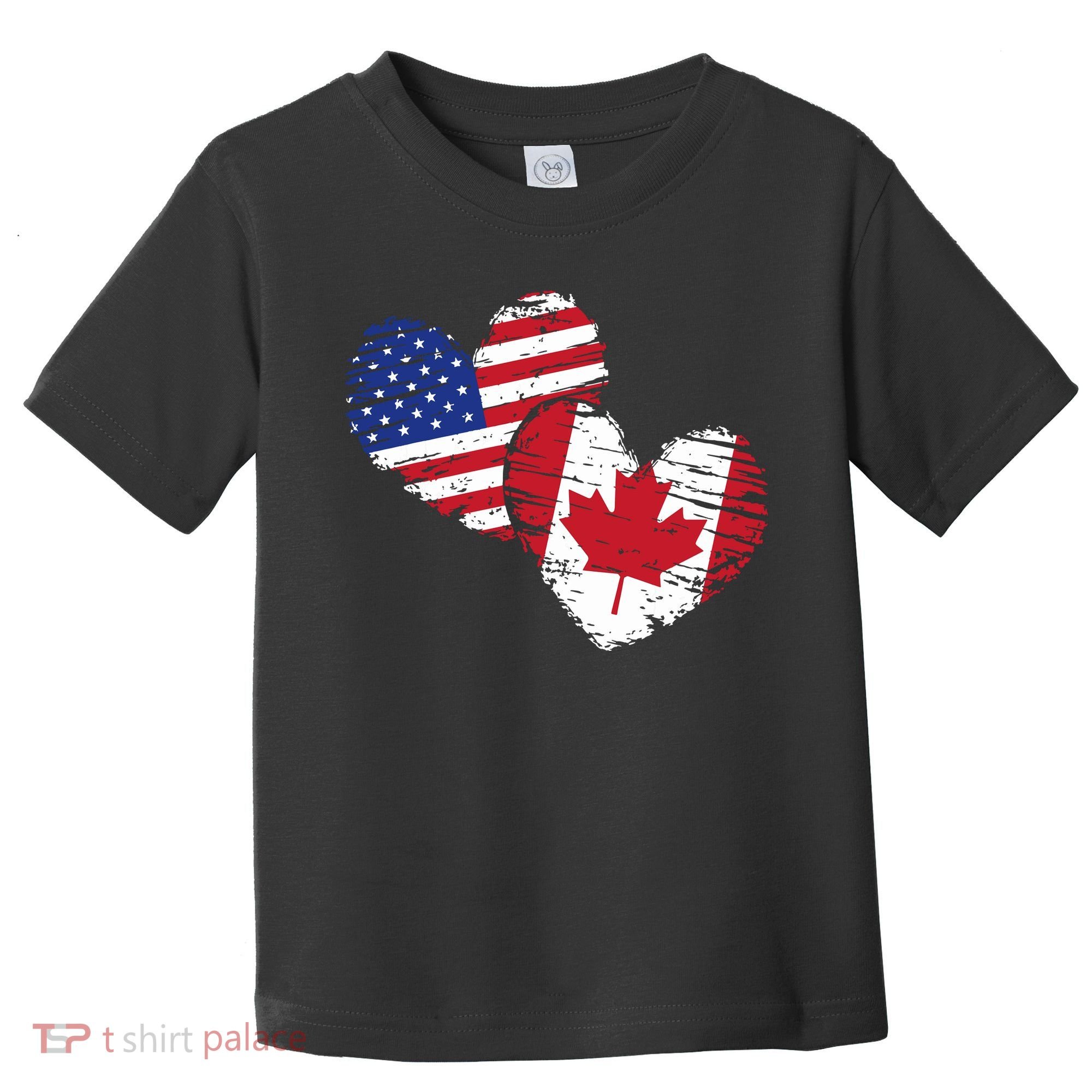 American Canadian Flag Heart Valentines Day Gift Canada Toddler T-Shirt