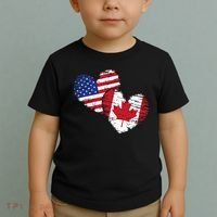 American Canadian Flag Heart Valentines Day Gift Canada Toddler T-Shirt thumb 2