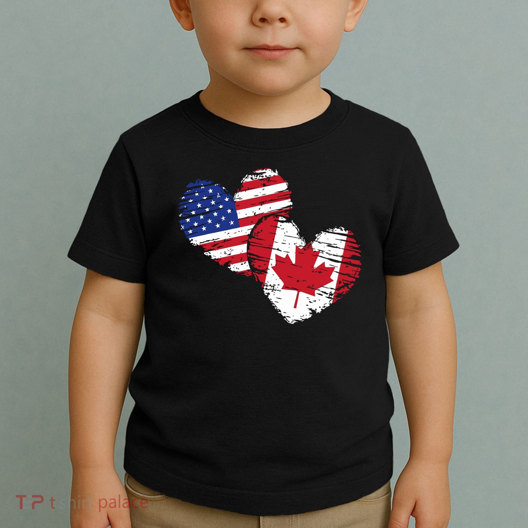 American Canadian Flag Heart Valentines Day Gift Canada Toddler T-Shirt