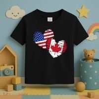 American Canadian Flag Heart Valentines Day Gift Canada Toddler T-Shirt thumb 3