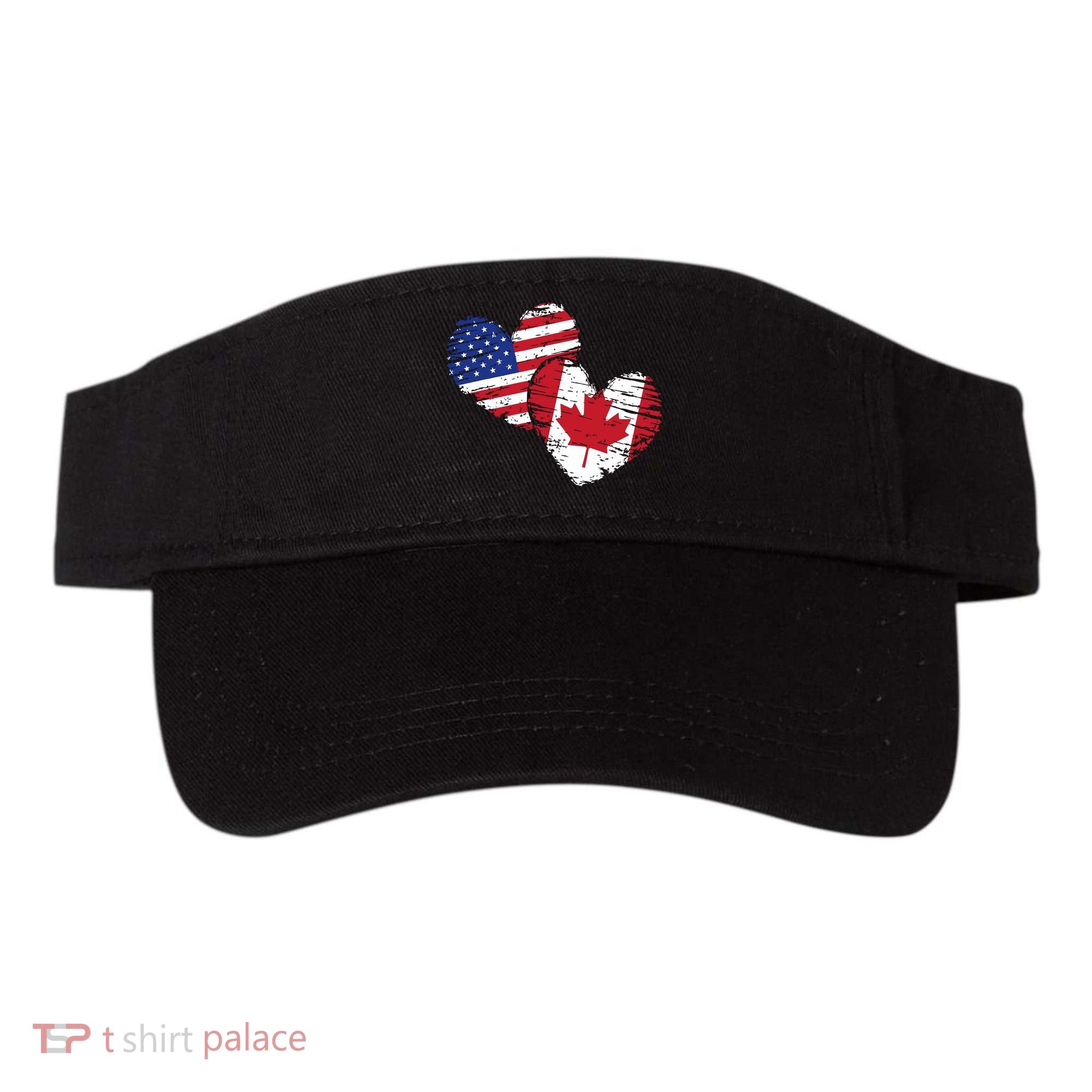 American Canadian Flag Heart Valentines Day Gift Canada Visor