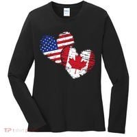 American Canadian Flag Heart Valentines Day Gift Canada Women's Long Sleeve Shirt thumb 0
