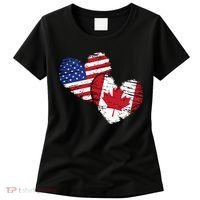 American Canadian Flag Heart Valentines Day Gift Canada Women's T-Shirt thumb 0
