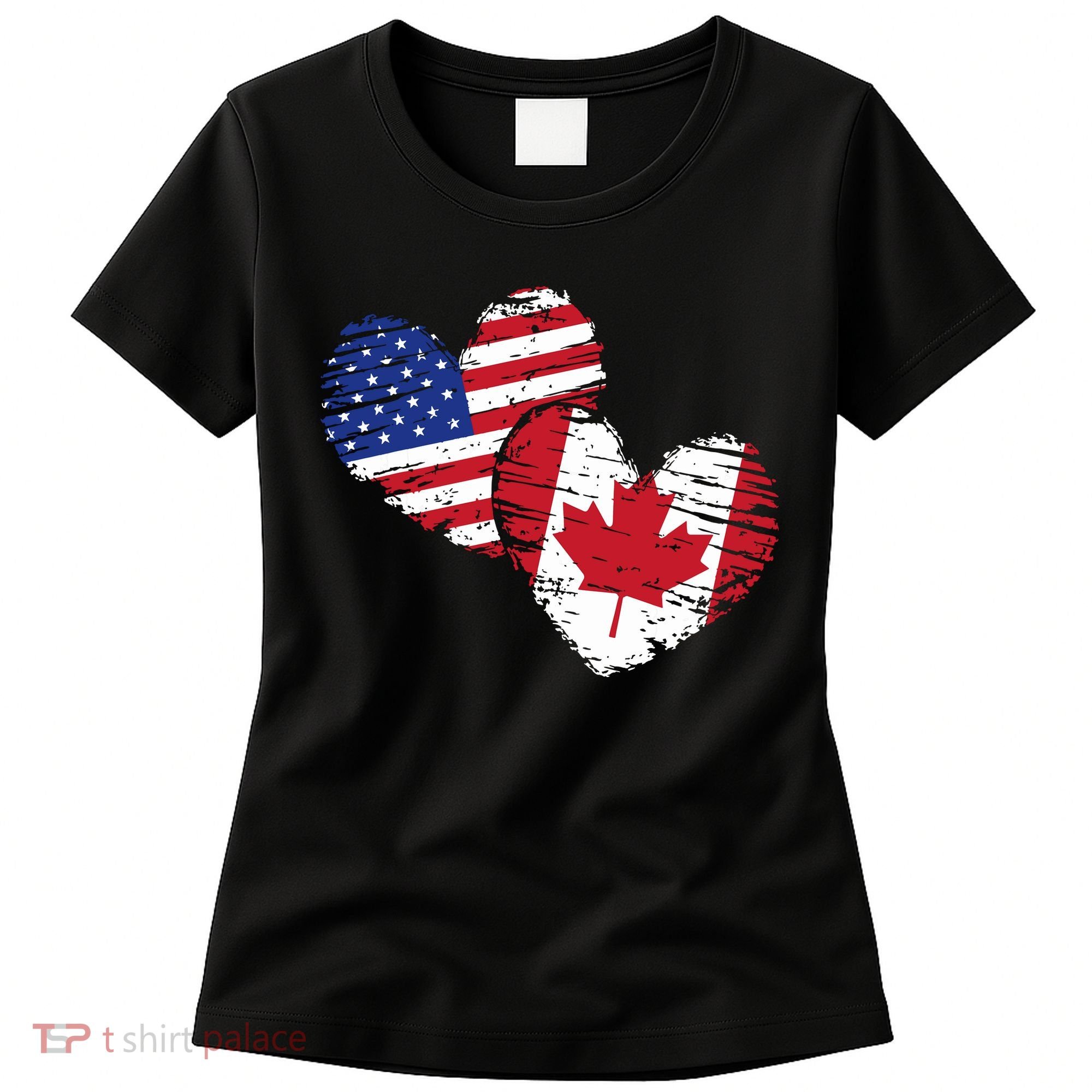American Canadian Flag Heart Valentines Day Gift Canada Women's T-Shirt