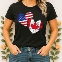 American Canadian Flag Heart Valentines Day Gift Canada Women's T-Shirt thumb 2