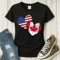 American Canadian Flag Heart Valentines Day Gift Canada Women's T-Shirt thumb 3