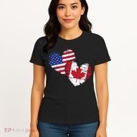 American Canadian Flag Heart Valentines Day Gift Canada Women's T-Shirt thumb 4