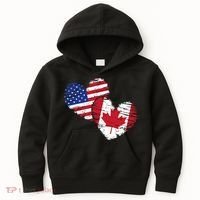 American Canadian Flag Heart Valentines Day Gift Canada Kids Hoodie thumb 0