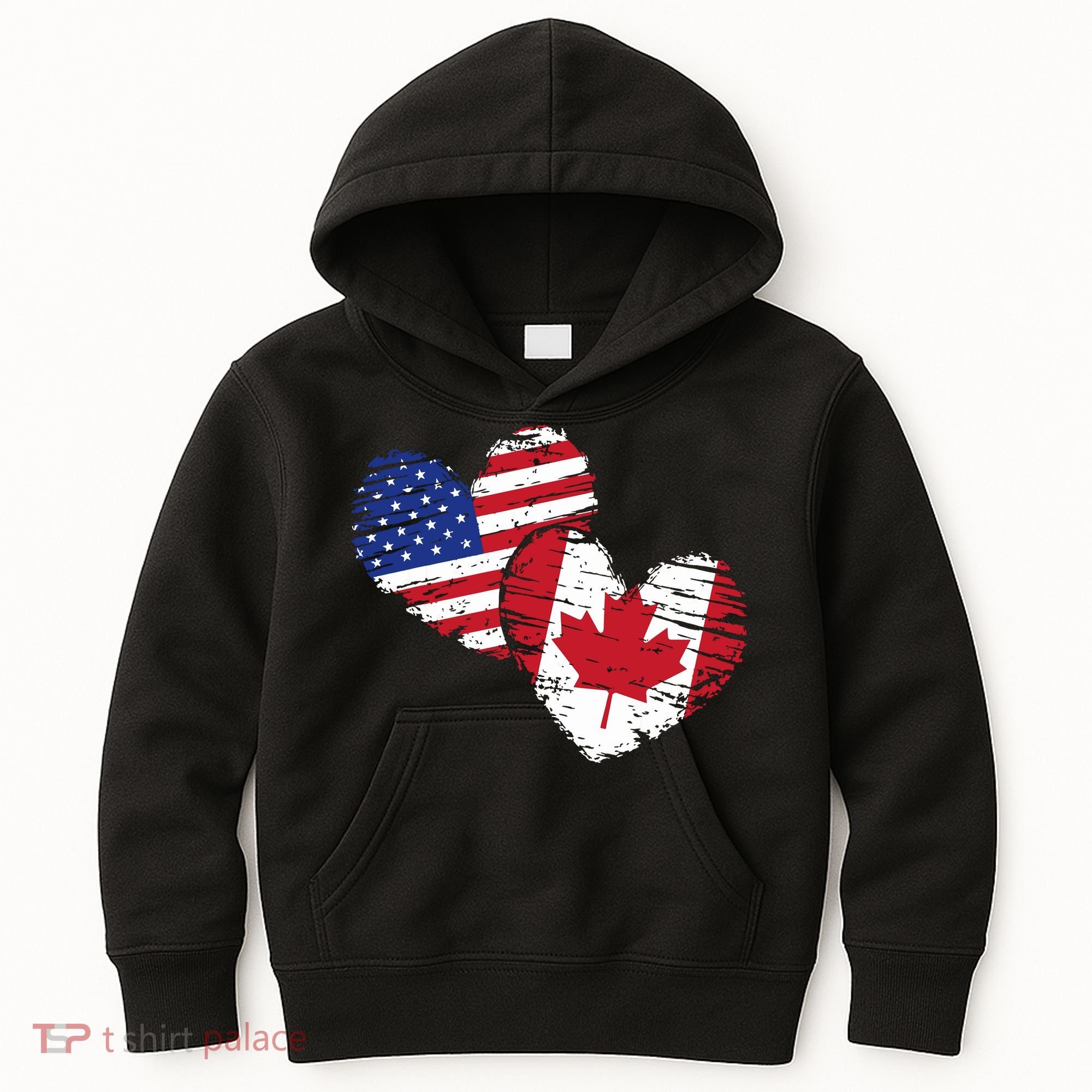 American Canadian Flag Heart Valentines Day Gift Canada Kids Hoodie
