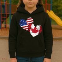 American Canadian Flag Heart Valentines Day Gift Canada Kids Hoodie thumb 3