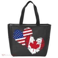 American Canadian Flag Heart Valentines Day Gift Canada Tote Bag thumb 0