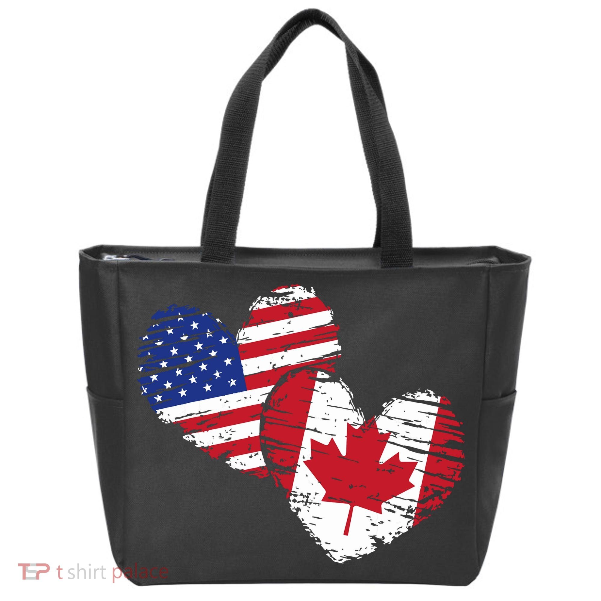 American Canadian Flag Heart Valentines Day Gift Canada Tote Bag