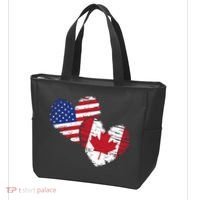 American Canadian Flag Heart Valentines Day Gift Canada Tote Bag thumb 3