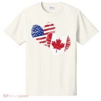 American Canadian Flag Heart Valentines Day Gift Canada T-Shirt thumb 0