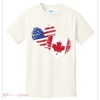 American Canadian Flag Heart Valentines Day Gift Canada Kids T-Shirt thumb 0