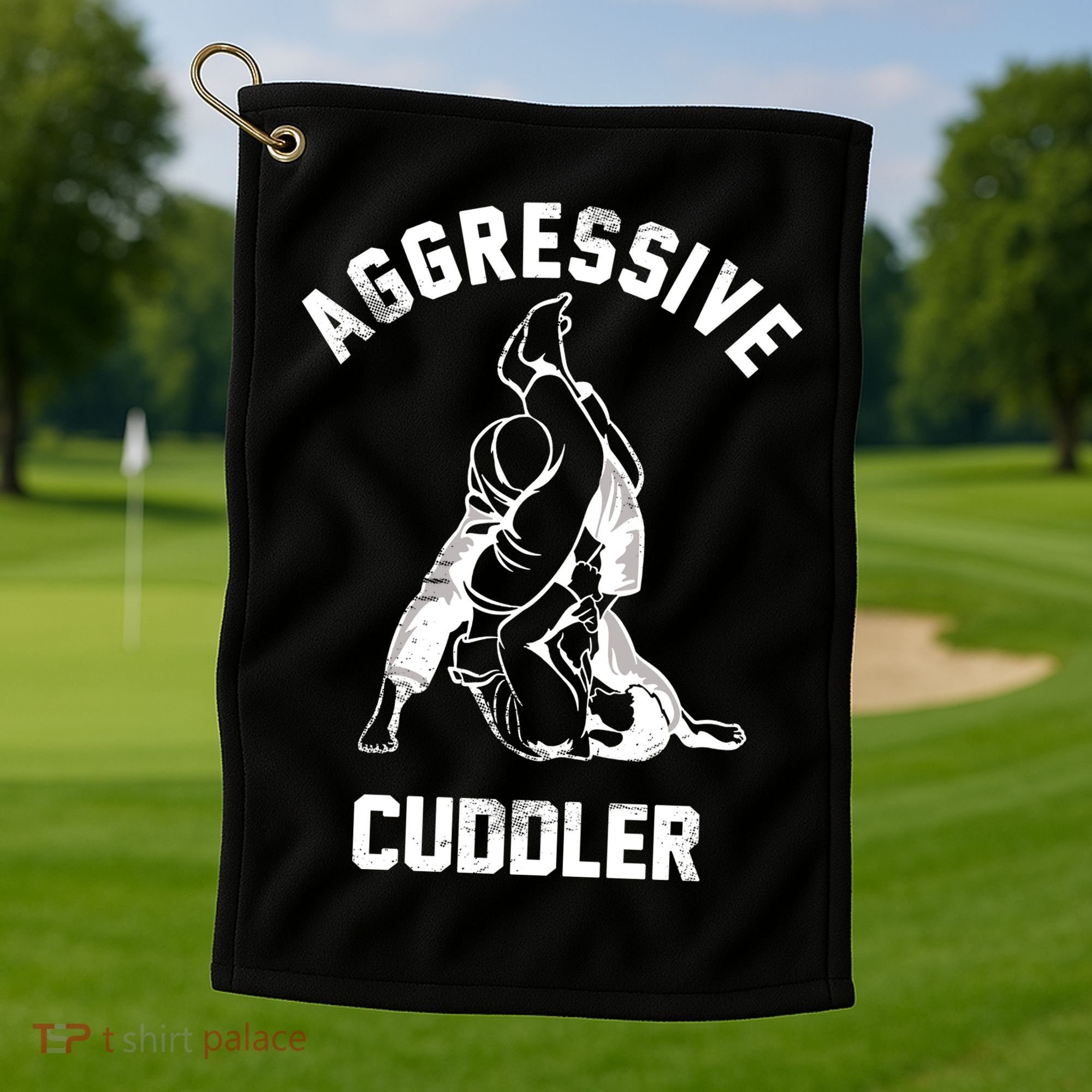 Aggressive Cuddler Funny Wrestling Meme Golf Towel