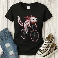 Axolotl Cycling Funny Axolotl Lover Axolotl Bicycle Axolotl Women's T-Shirt thumb 3