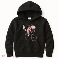 Axolotl Cycling Funny Axolotl Lover Axolotl Bicycle Axolotl Kids Hoodie thumb 0
