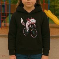 Axolotl Cycling Funny Axolotl Lover Axolotl Bicycle Axolotl Kids Hoodie thumb 3
