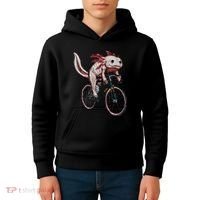Axolotl Cycling Funny Axolotl Lover Axolotl Bicycle Axolotl Kids Hoodie thumb 4