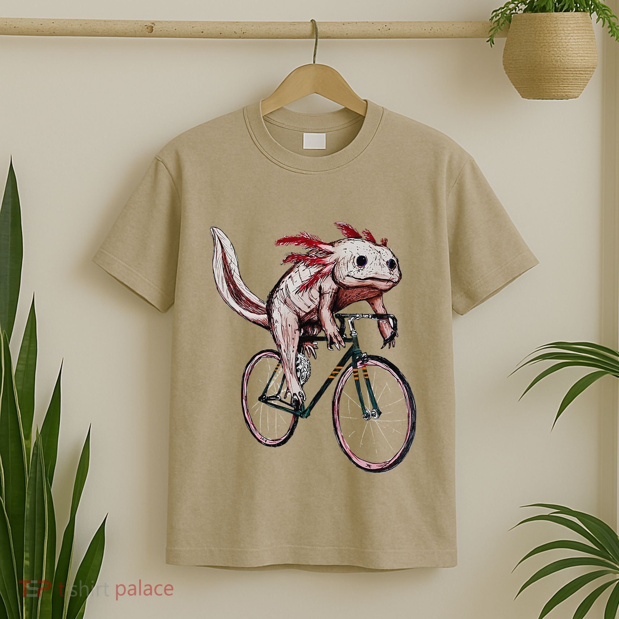 Axolotl Cycling Funny Axolotl Lover Axolotl Bicycle Axolotl T-Shirt