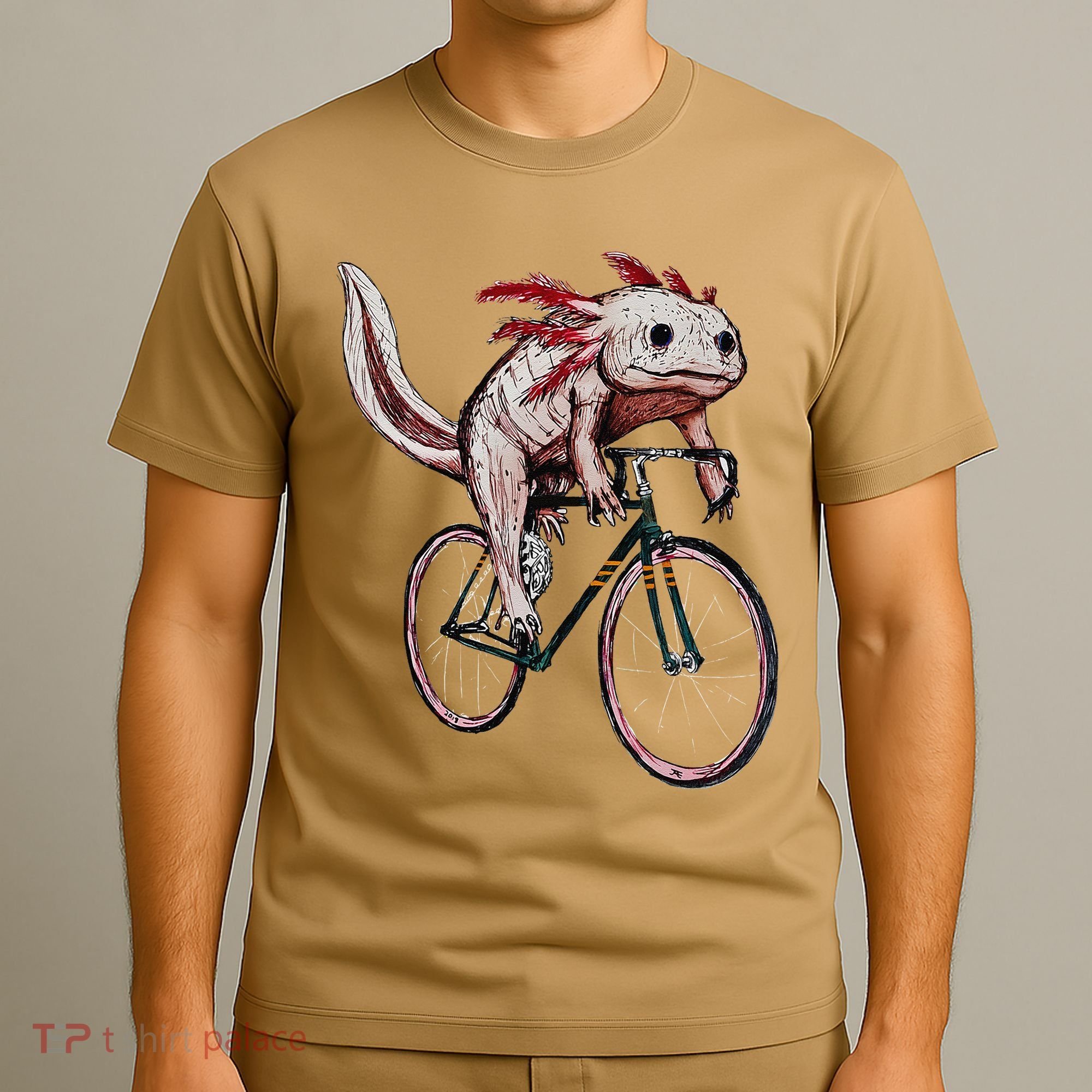 Axolotl Cycling Funny Axolotl Lover Axolotl Bicycle Axolotl T-Shirt