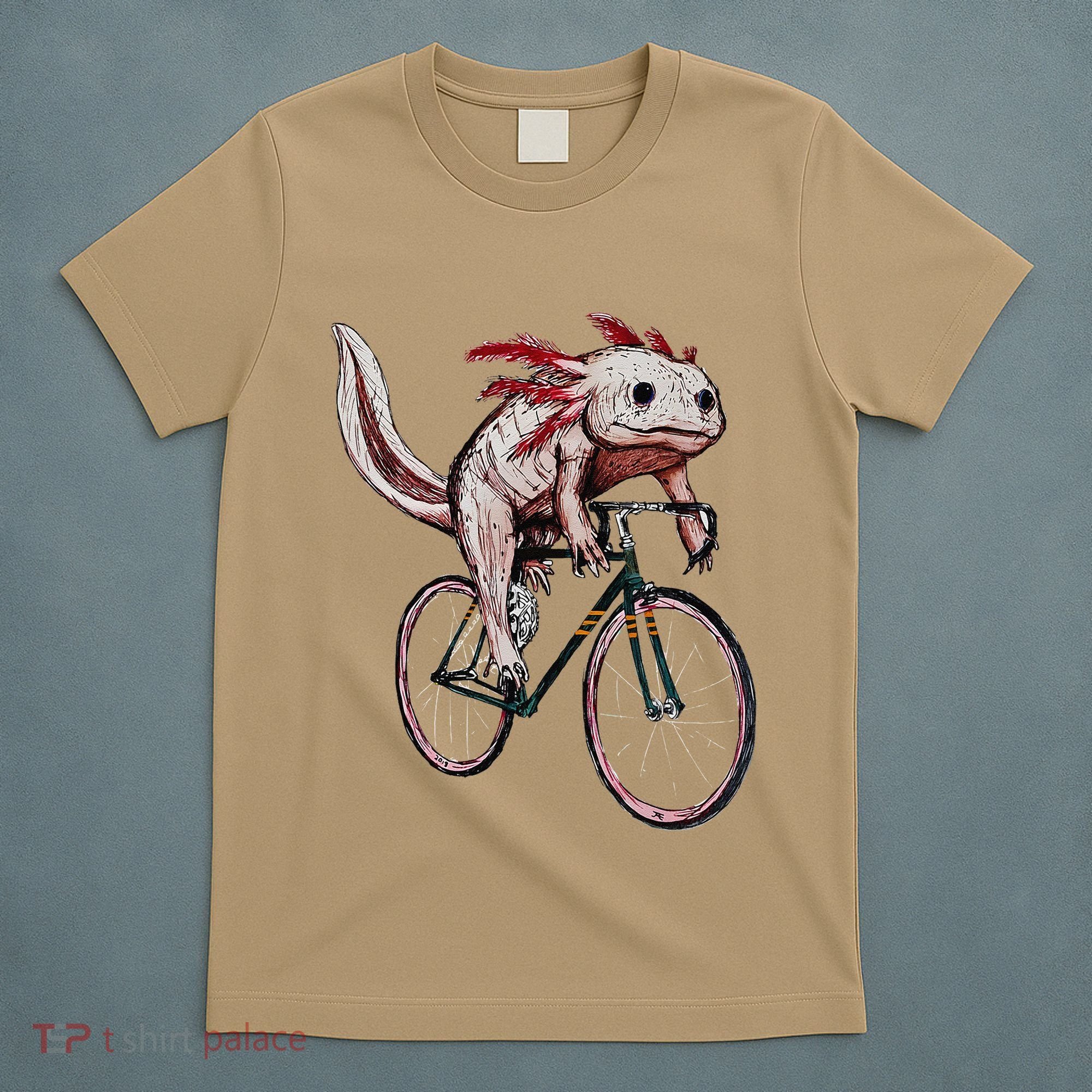 Axolotl Cycling Funny Axolotl Lover Axolotl Bicycle Axolotl T-Shirt