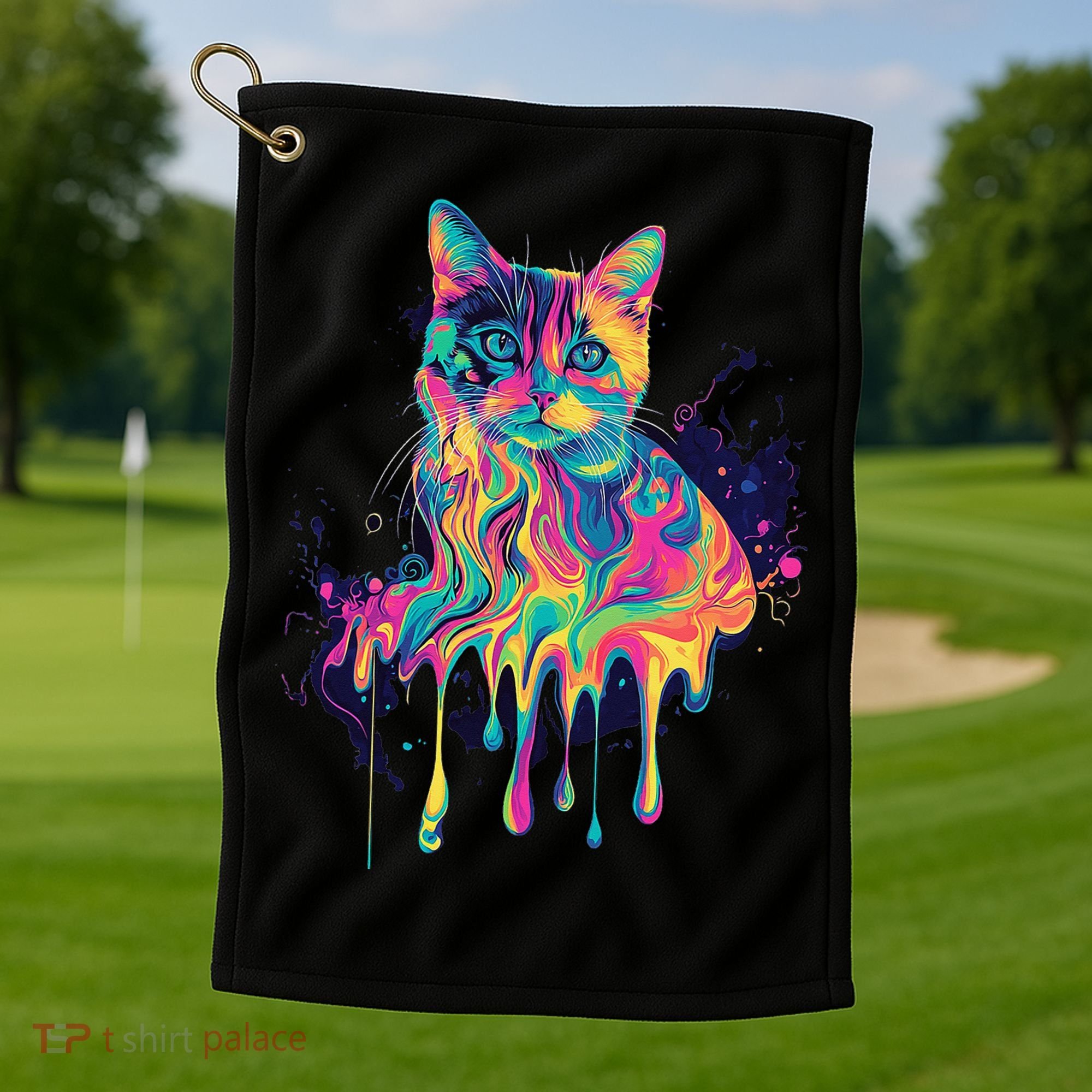 Abstract Cat Flow Golf Towel
