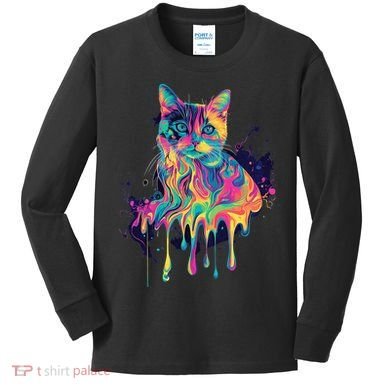 Abstract Cat Flow Kids Long Sleeve Shirt