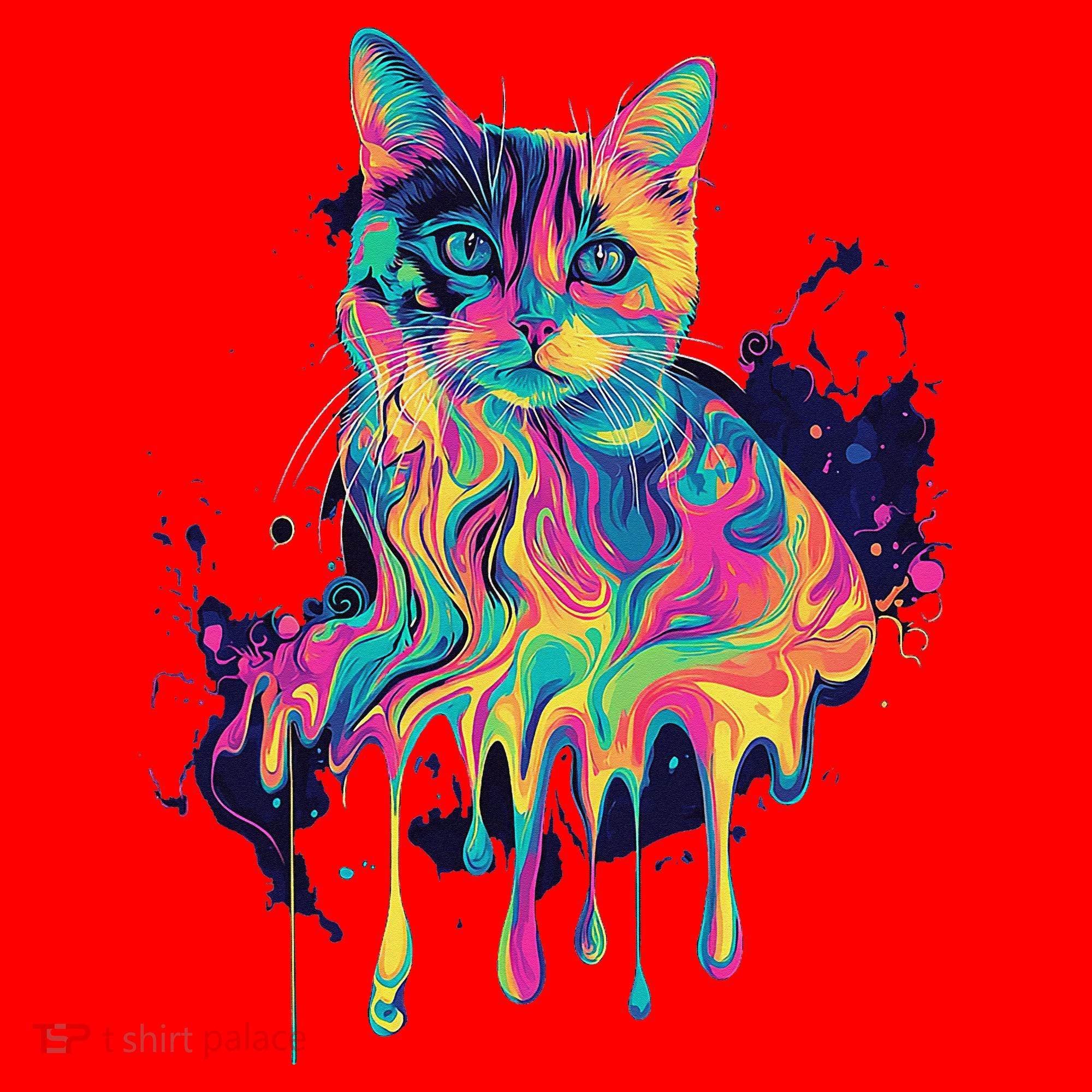 Abstract Cat Flow Santa Hat