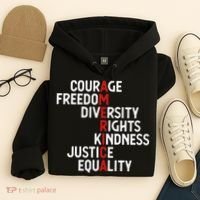 America Courage Freedom Diversity Rights Friendship Justice Hoodie thumb 4